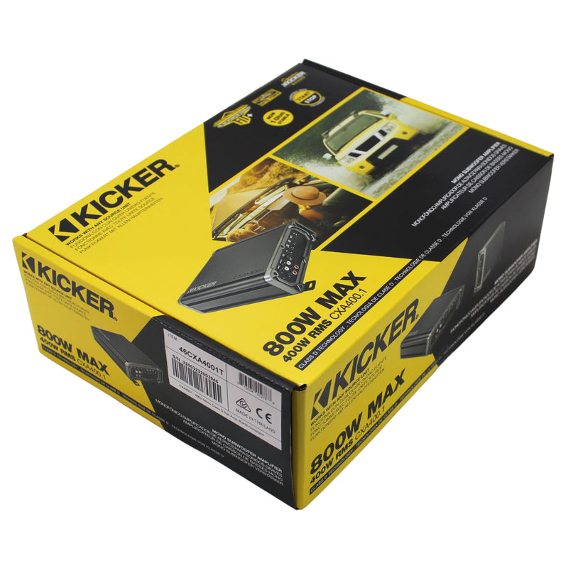 Kicker CX Series Monoblock Class D 400W RMS 1 Ohm Amplifier - 46CXA4001T