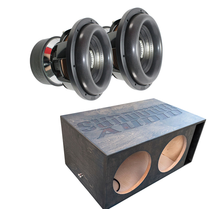 2000W RMS Dual 1 or 2-Ohm 12" X Series V3 Subwoofer w/Dual 12" Birch Ported Box
