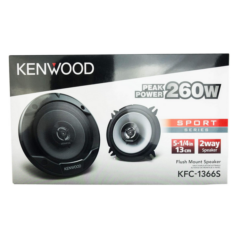 Pair of Kenwood Sport Series 5 1/4 inch 250 Watts 2-Way Car Speakers KFC-1366S