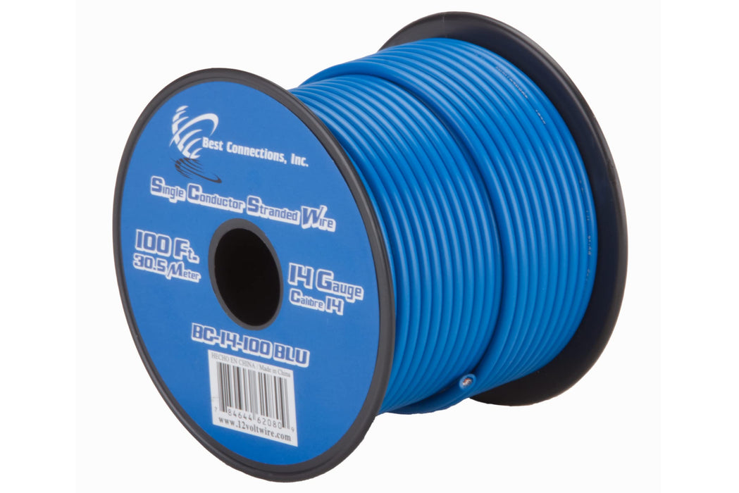 14 GA 100 FT Roll Blue Stranded CCA Primary Wire Lot Cut By The Foot
