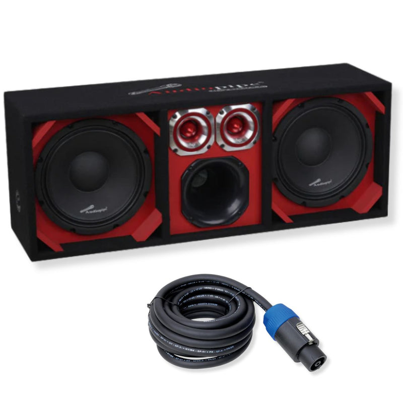 Red Fully Loaded Speaker Box w/ 2x 10" Woofers, 6x 6" Drivers, 4x 4" Tweeters