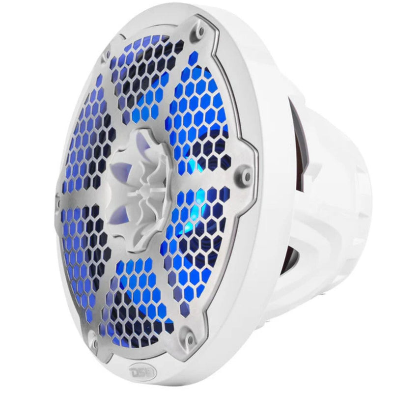 DS18 8" 250W RMS 4-Ohm Marine 2-Way Hybrid Speaker Pair w/ RGB LED NXL-8MD-WH