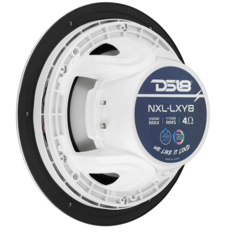 8" 175 W RMS 4-Ohm Marine Coaxial Speakers w Digital LED Ring NXL-LXY8 (Pair)