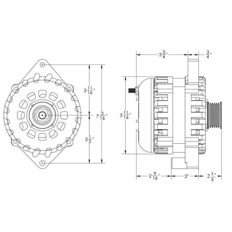Mechman 400 Amp High Output Alternator CS144 Cast Case Custom Fit Gloss Black