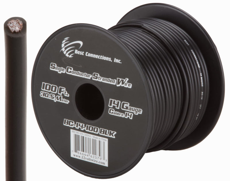 14 GA 100 FT Roll Black Stranded CCA Primary Wire Lot Cut By The Foot