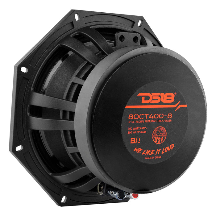 DS18 8" Midrange Octagon Loudspeaker 8 Ohm 800W Black Car Audio 8OCT400-8