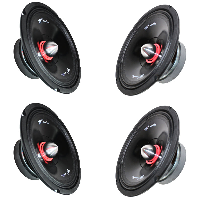 B2 Audio RAGE 1200.4 Amplifier + 4x RIOT8P 8" Midrange 4-Ohm Speaker Combo