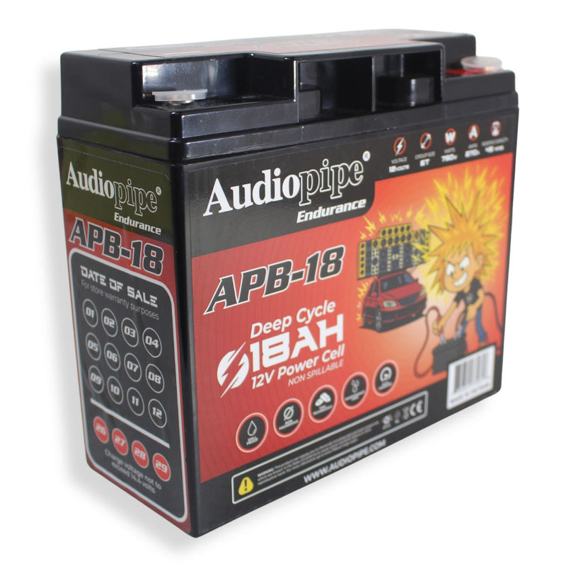 Audiopipe APB-18 12V 750W 270Amp AGM Deep Cycle Power Cell Battery 18Ah