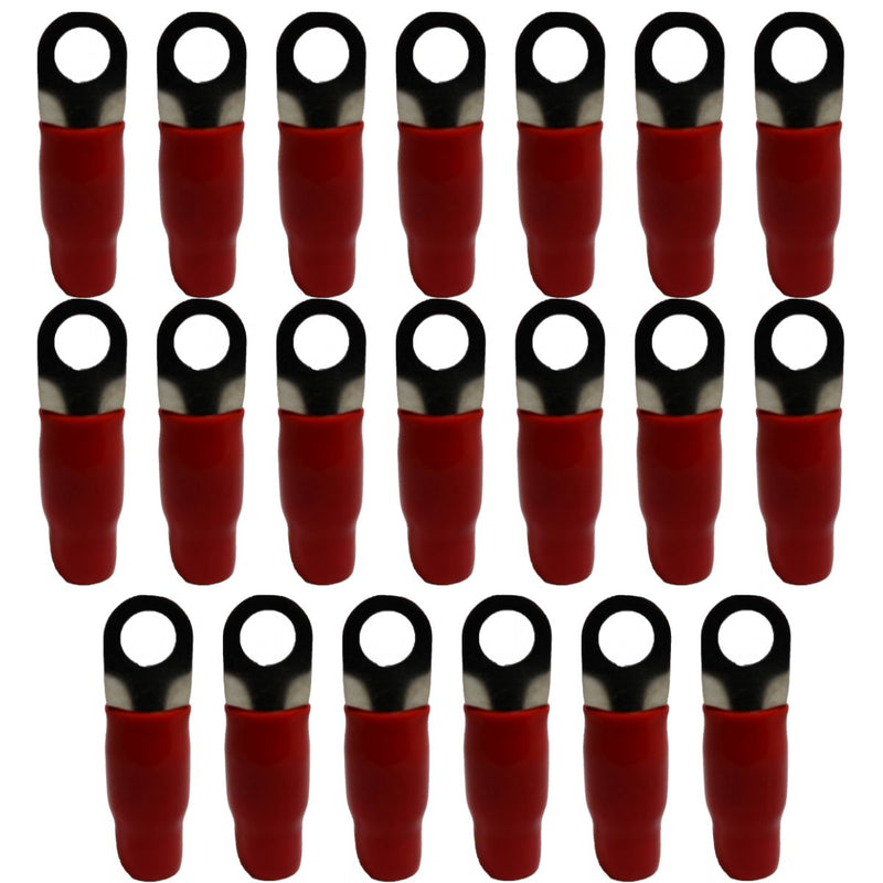 XS Power 20pk,  Red 4 AWG 10.5MM Ring Terminals Nickle Plated XS-RT4L-RD