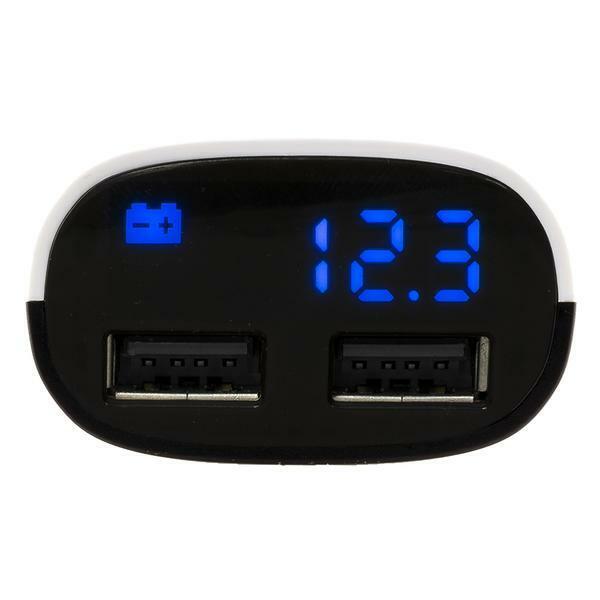 DS18 Car Audio 12 Volt meter With Dual Quick Charger USB Ports Black