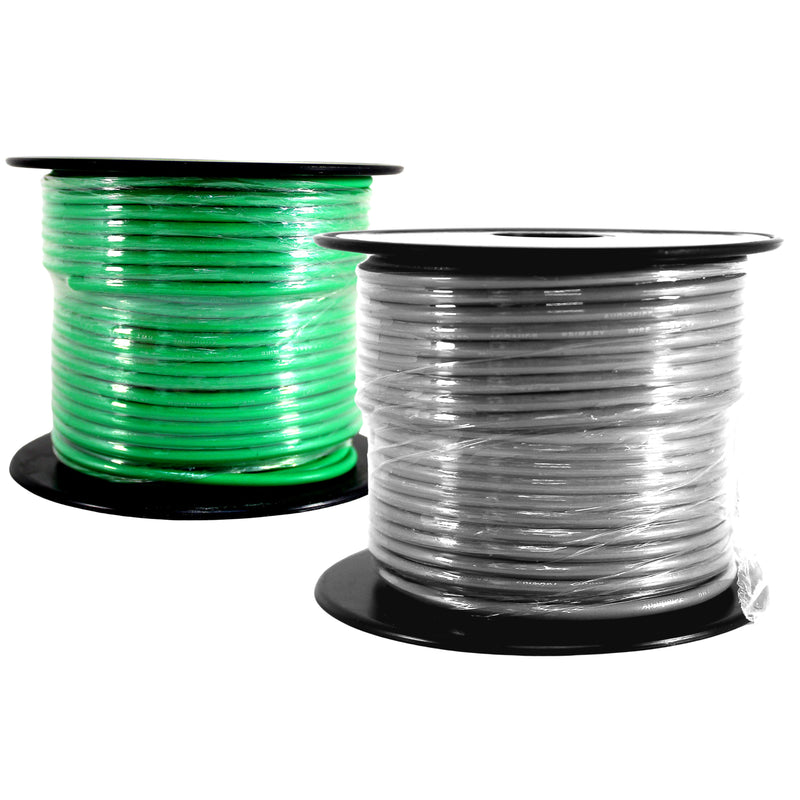 14 GA 100 FT Green Gray Stranded Spools of CCA Primary Power Ground  Wire Cable