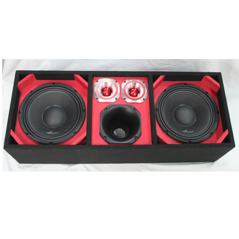 Red Loaded Speaker Box w/ 2x 10" Woofers, 6x 6" Drivers, 4x 4" Tweeters OPEN BOX