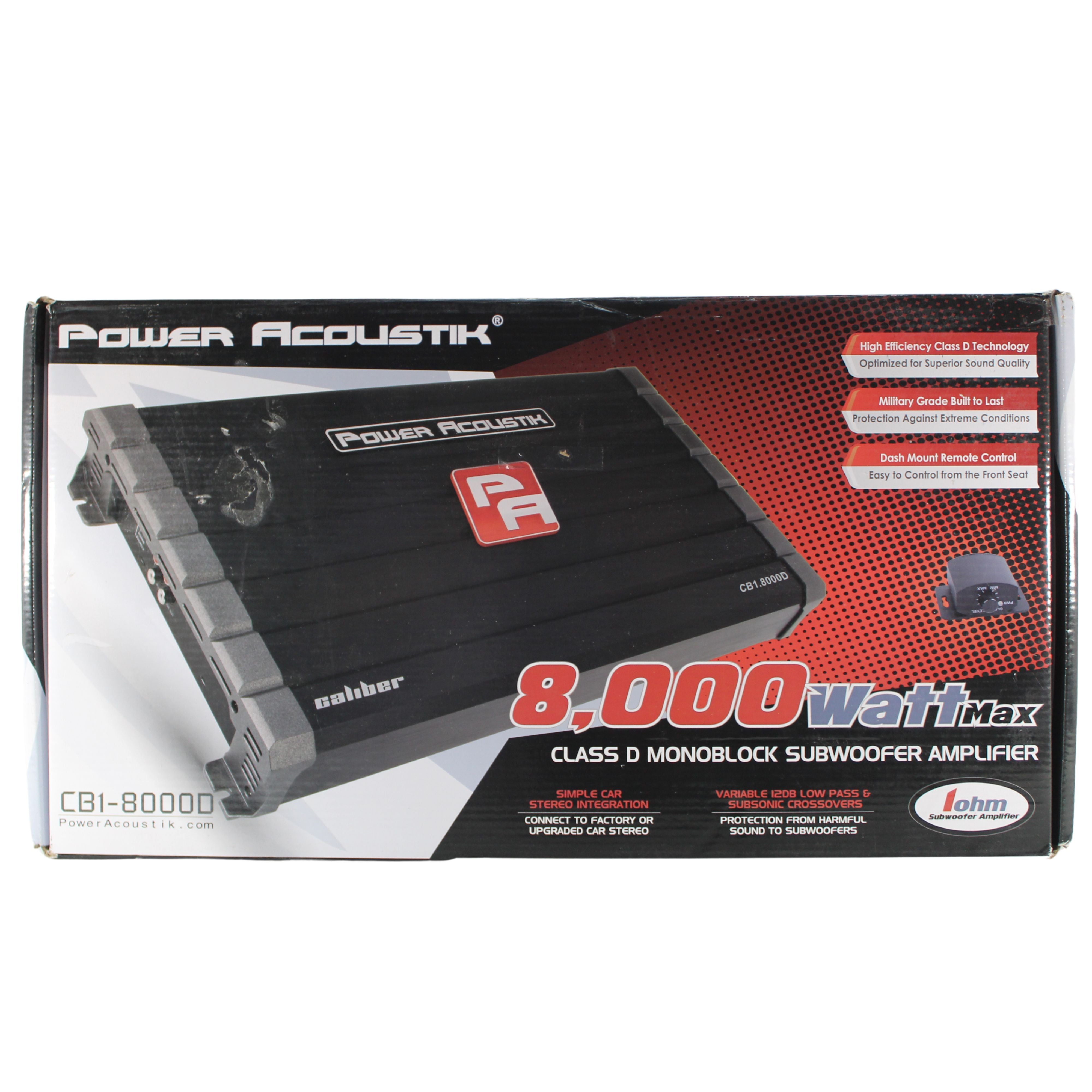 Power Acoustik 8000W Monoblock Class D Subwoofer Amplifier Bass