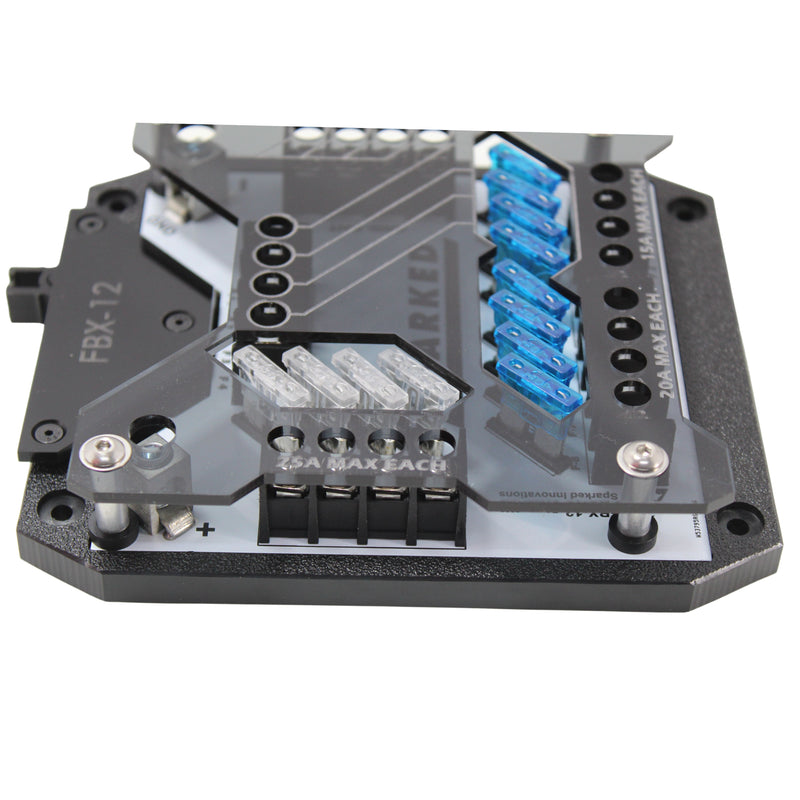 Sparked Innovations 12 Channel ATC/ATO Blade Fuse Box w Negative Bus and Cover