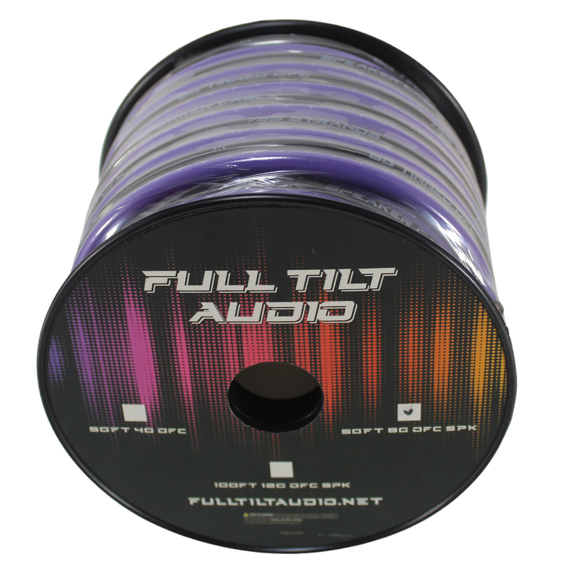Full Tilt Audio 8 Gauge Tinned OFC Speaker Wire Purple/Black Lot Cut By The Foot