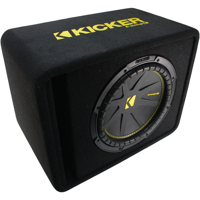 Kicker CompC Single 12" 300W RMS 2-Ohm Loaded Subwoofer Enclosure / 50VCWC122