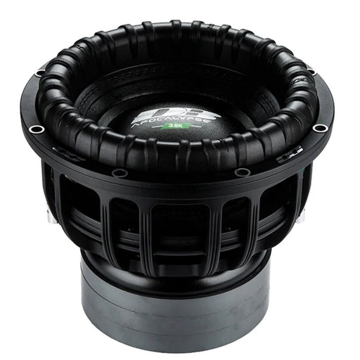 Deaf Bonce Apocalypse DB-3.5K 12" D2 subwoofer with 3500W RMS, Dual 2 Ohm voice coils, 25mm Xmax, and powerful SPL bass performance. Top Side View