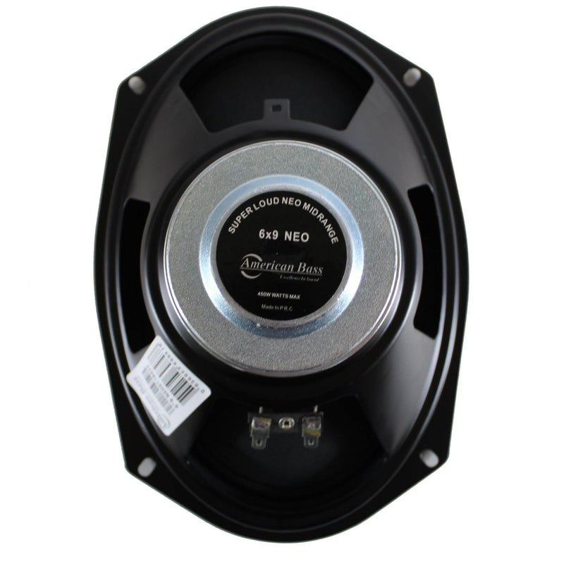 American Bass Pro Car Audio 6x9" 225 Watt RMS 4-Ohm Midrange Speaker Pair NEO69