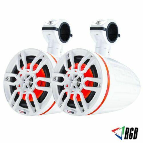 DS18 NXL6TPW 6.5" 100 Watt RMS 4-Ohm Marine Coaxial RGB White Tower Speakers