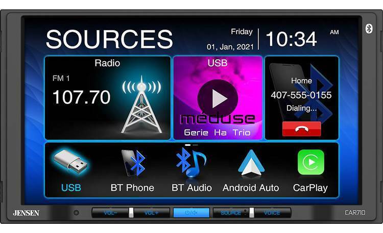 Jensen 7 Touchscreen Bluetooth 2 Din Radio w/ CarPlay & Android Auto CAR710