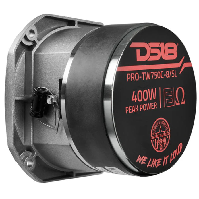 DS18 PRO 4" Tweeter 1.5" Titanium VC 8-Ohm 200-Watt RMS Super Bullet Silver