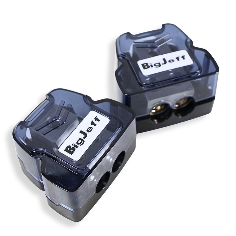 Big Jeff Audio 2-Way Distribution Power Ground Block 1x 0Ga 2x4 AWG 2 Pack
