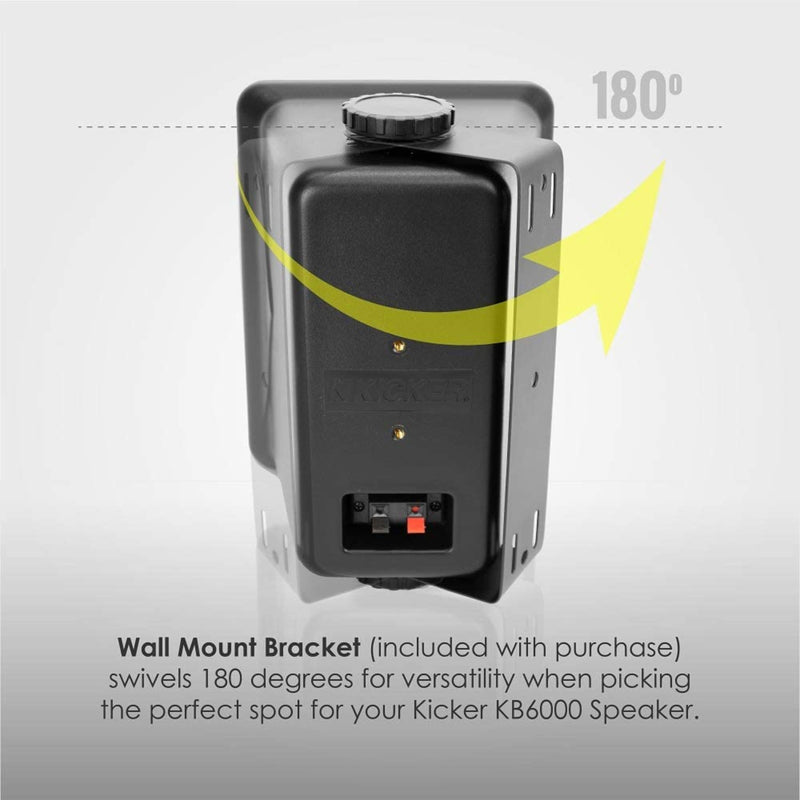 Kicker 2-Way 8 Ohm Full Range Weatherproof Indoor/Outdoor Speaker Pair 46KB6
