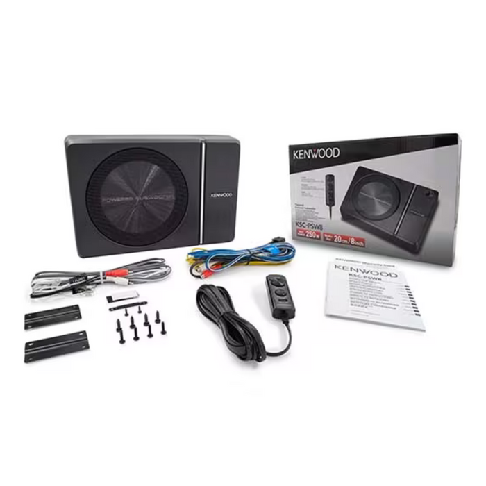 Kenwood Single 8" 250W Under Seat Powered Subwoofer with Remote Control KSC-PSW8