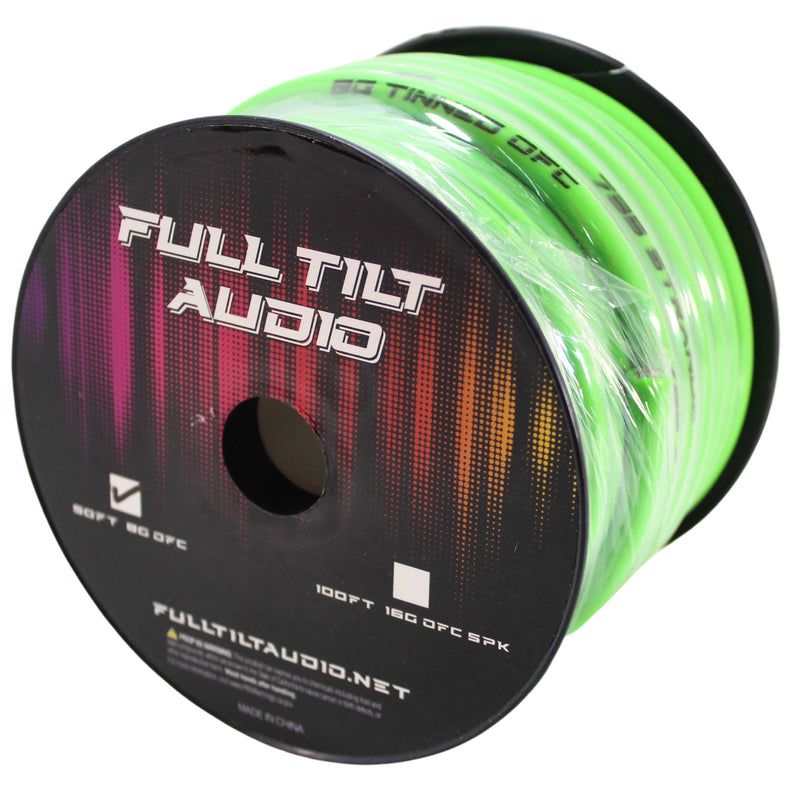Full Tilt Audio 8 GA Tinned OFC Power/Ground Wire Lime Green Lot Cut By The Foot