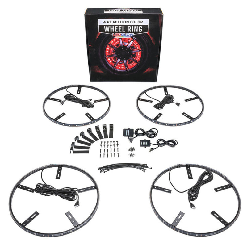 LEDGlow 4pc Million Color 17" Wheel Ring Lighting Add-On for Underbody Kits IP67