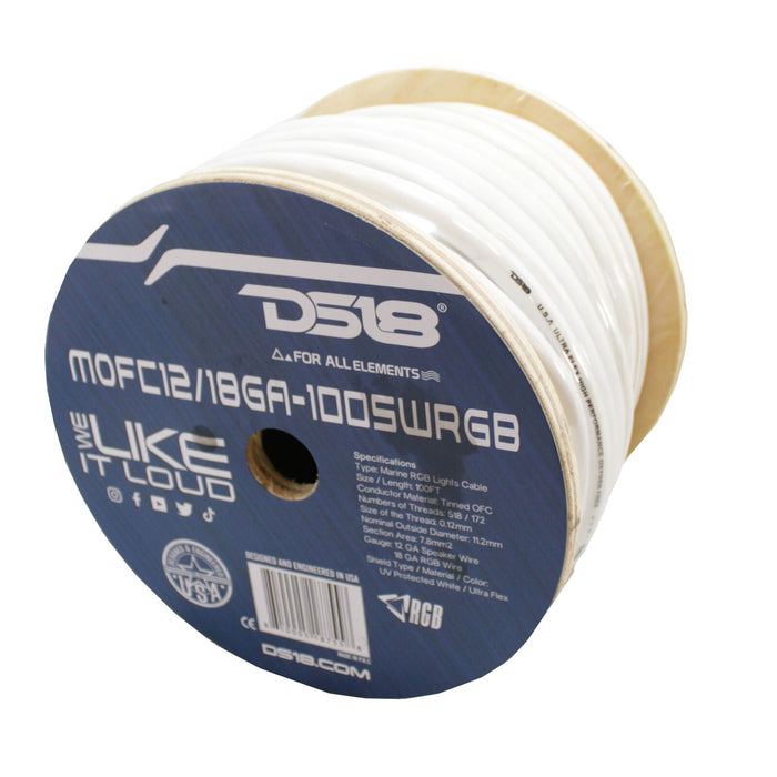 DS18 12/18 GA 100% Tinned Oxygen Free Copper Marine Speaker Wire White Lot