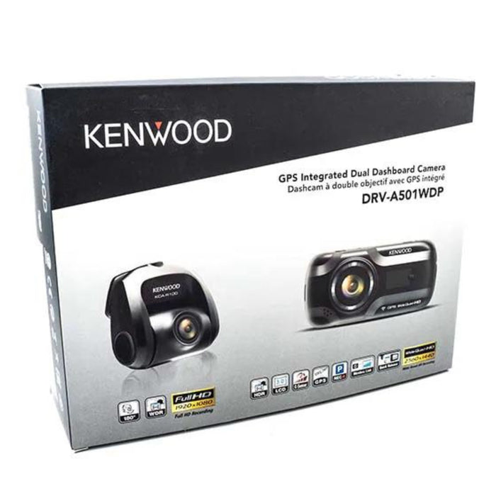 Kenwood 3" 2.0 Megapixel Front& Rear Dash Cam W/ Wireless Link/Built In GPS