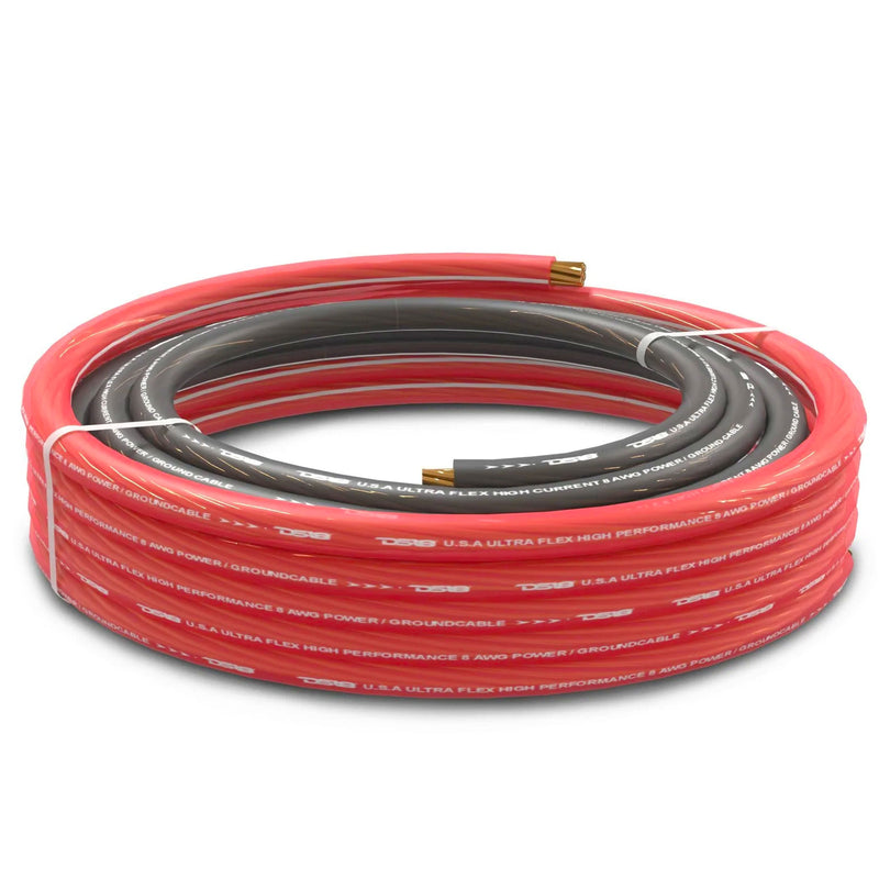 DS18 Ultra Flex 4GA Pre-cut CCA Power & Ground Cable/Wire 5FT Black & 20FT Red