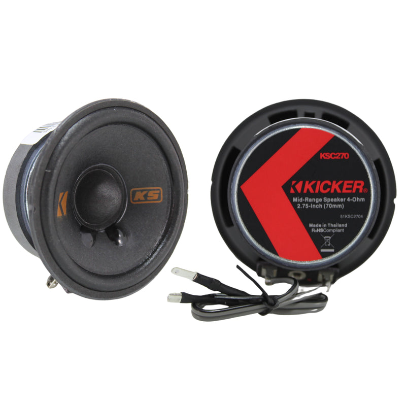 Kicker KS Series Pair of 2.75" Mid Range 4 Ohm 50 Watts Speakers 51KSC2704