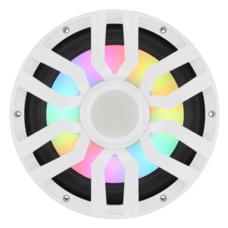 12" 600 Watt RMS 4 Ohm Neo Marine Subwoofer w/ LED DS18 NXL-iQSUB12 White
