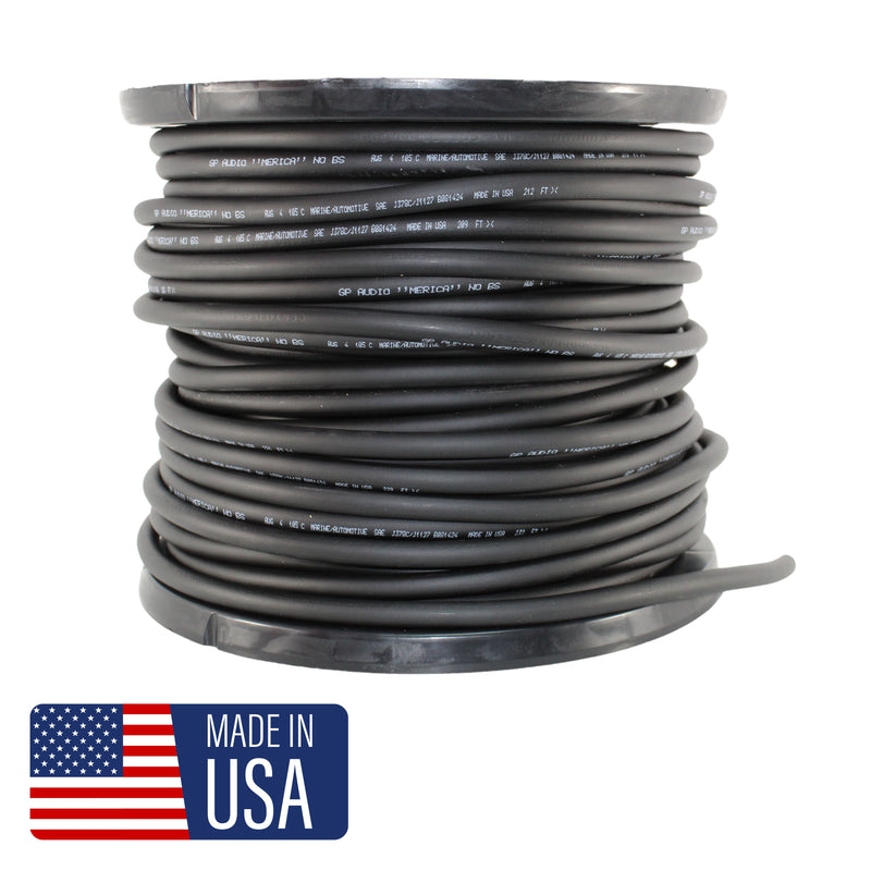 GP Car Audio 4 AWG 100% OFC Power/Ground Wire Black Lot Cut By The Foot