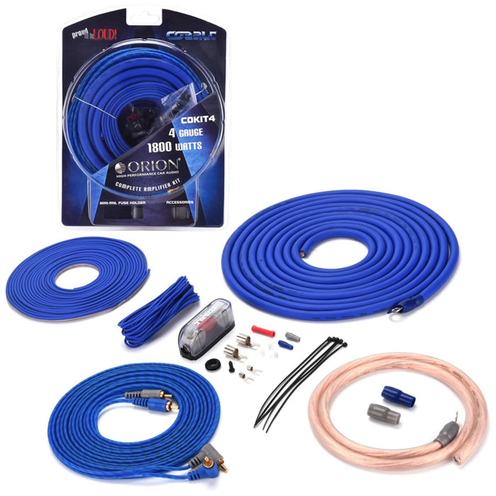 4 Gauge Blue CCA Soft Rubber Complete Amplifier Wire Kit Orion Cobalt Series