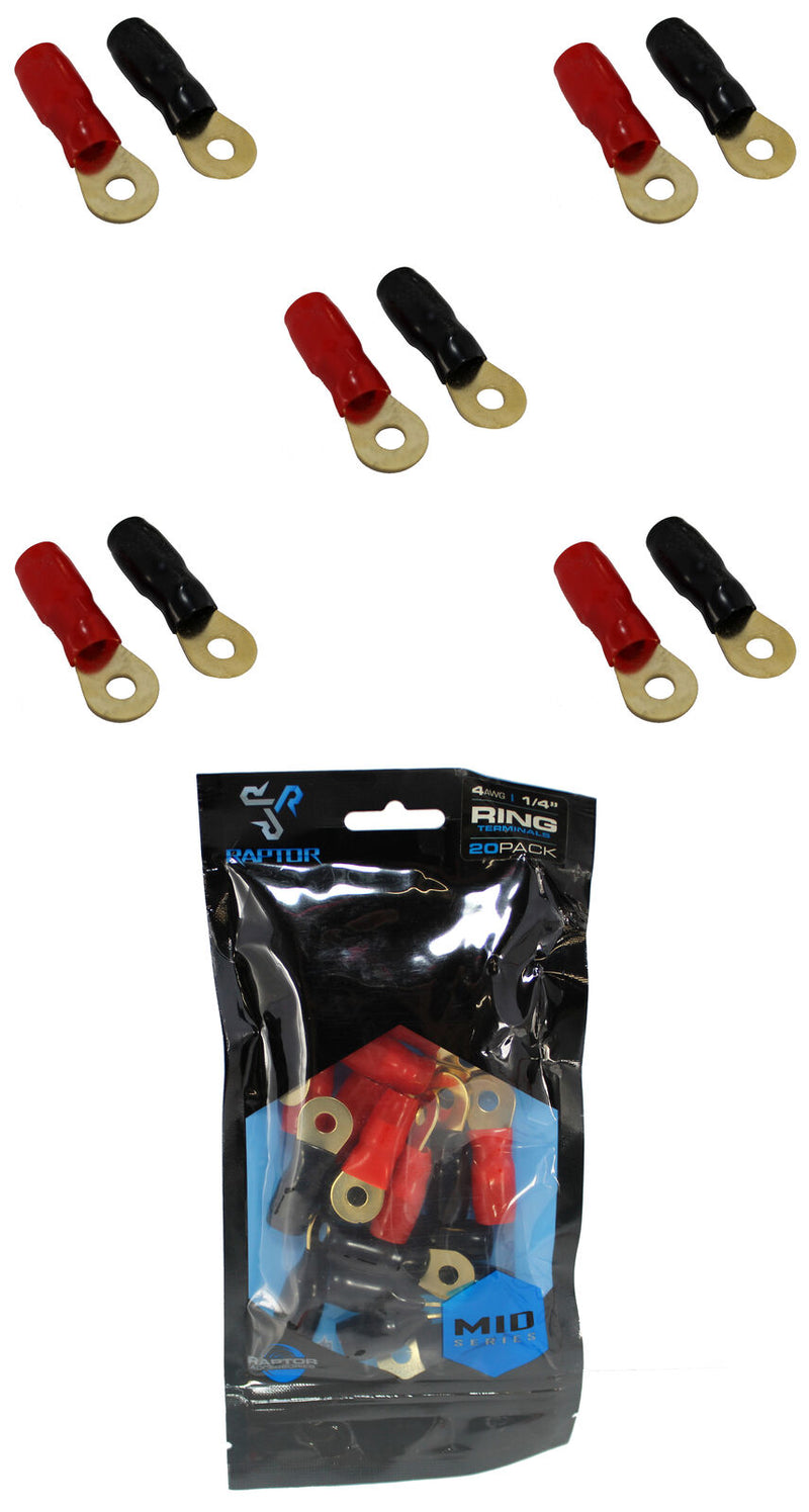 view of 5 Pair of Gold Plated 4 AWG 1/4 Cable Lug Ring Terminals Battery Wire Welding

