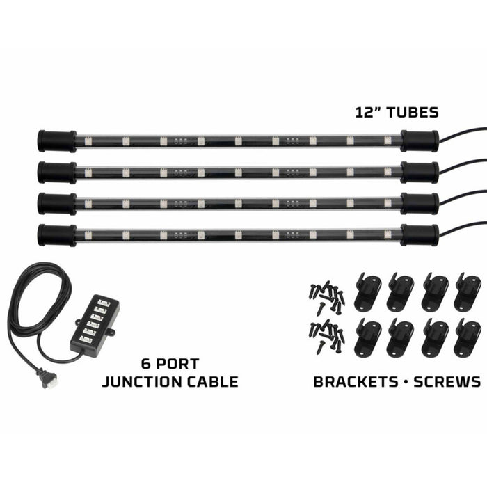 LEDGlow 4pc 12" LED Add-On Million Color Wireless Interior Kit w/ Junction Cable