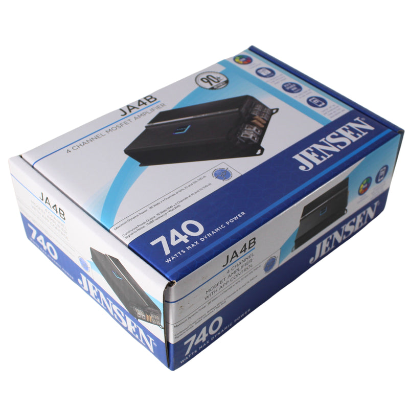 Jensen 4-Channel 740 Watts Class D RGB Amplifier w/ Bluetooth App Control