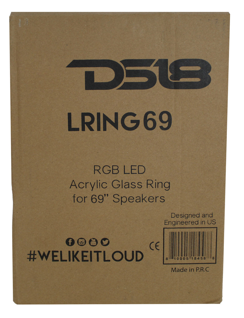 DS18 6x9" LED RGB Acrylic Glass Ring for Speakers + LED Bluetooth Controller