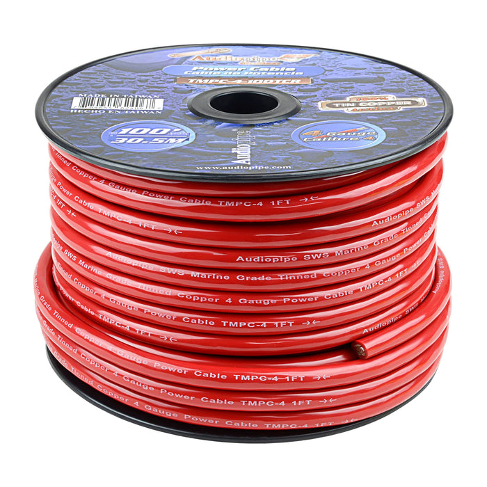 Audiopipe 4 GA OFC Tinned Marine Power/Ground Wire Red Lot Cut By The Foot