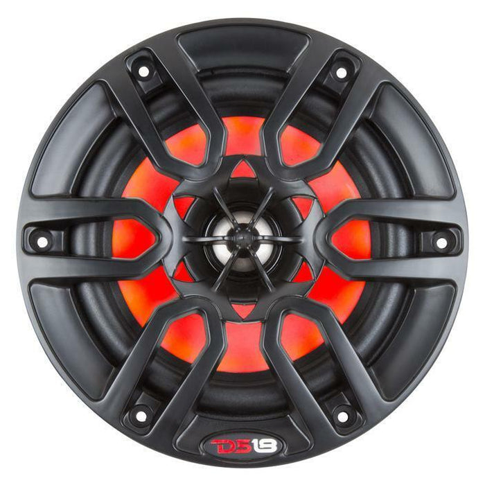 DS18 6.5" 600W 4 Ohm Black Marine Power Sport RGB LED Speakers Pair NXL6BK