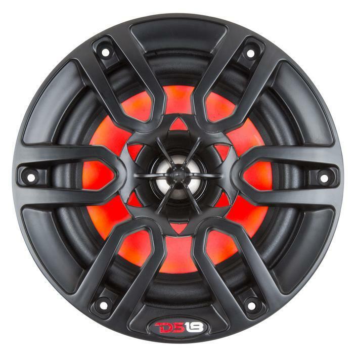 DS18 6.5" 600W 4 Ohm Black Marine Power Sport RGB LED Speakers Pair NXL6BK