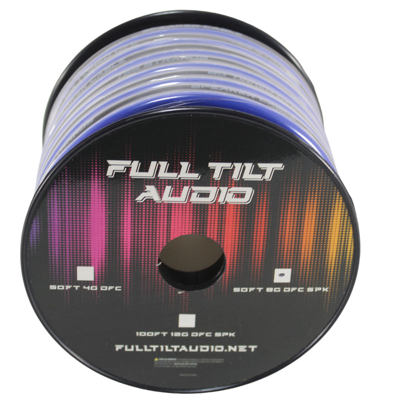 Full Tilt Audio 8 Gauge Tinned OFC Speaker Wire Blue/Black Lot Cut By The Foot