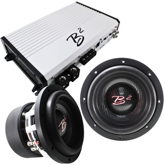 B2 Audio RAGE 4 Channel 2.3k 2 Ohm Amplifier W/ 2 RAMPAGE D2 Subwoofers COMBO-9
