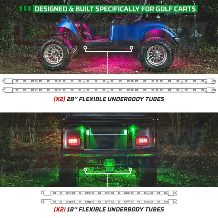 LEDGlow 12pc Million Color Light Kit 4-Seater Golfcart Wireless Water Resistant
