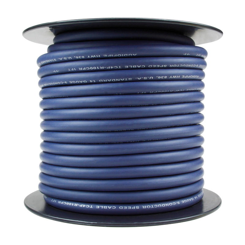 Audiopipe 14 GA 9-Conductor 100% Copper Speed-Cable Wire Blue TC4P-R100CPR