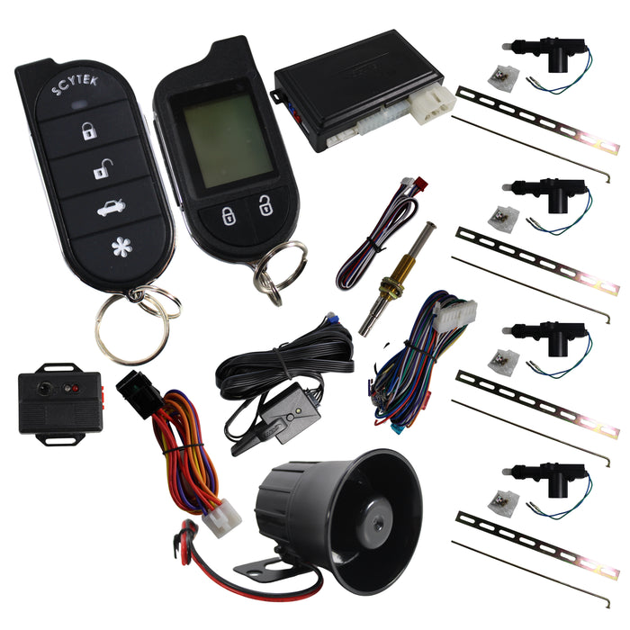 A4.2W Car Alarm Security System with Siren, Keyless Entry 2-Way LCD Remote Start