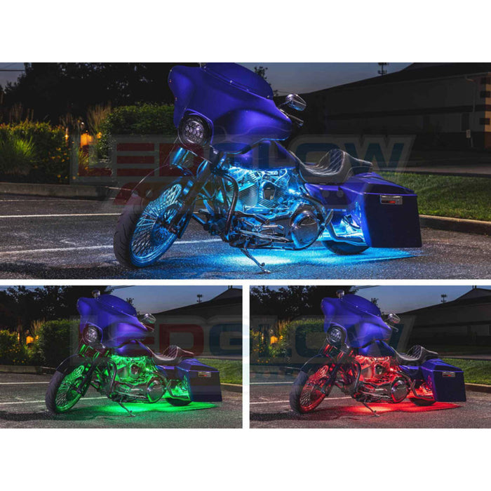 LEDGlow 6pc Multi-Color Motorcycle Underglow Light Kit Flexible LED Light Strips